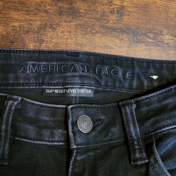 American Eagle 8 R Jegging Super Hi Rise 360 Next Level Stretch Black Wash - Picture 4 of 12